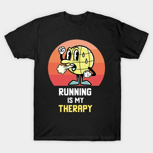 Running Is My Therapy Vintage Retro Motivational T-Shirt by Dogefellas